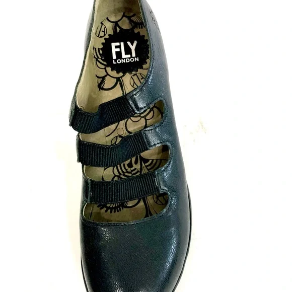 Fly London Black Heeled Shoes with Chunky Heel - Picture 4 of 7